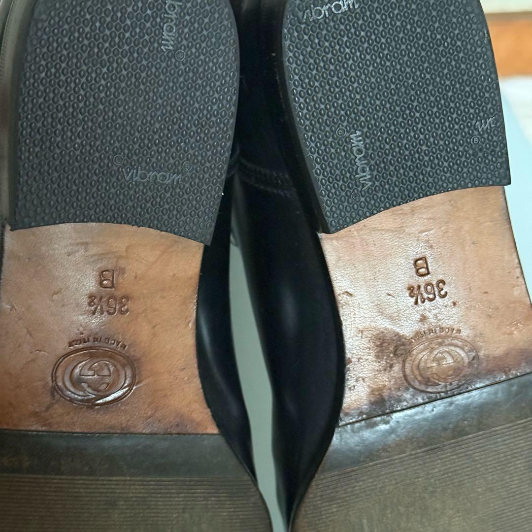 美品　グッチ　ロングブーツ　レザー　黒　茶　36 1/2