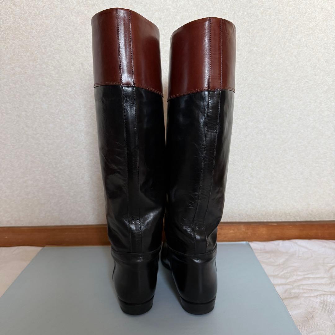 美品　グッチ　ロングブーツ　レザー　黒　茶　36 1/2
