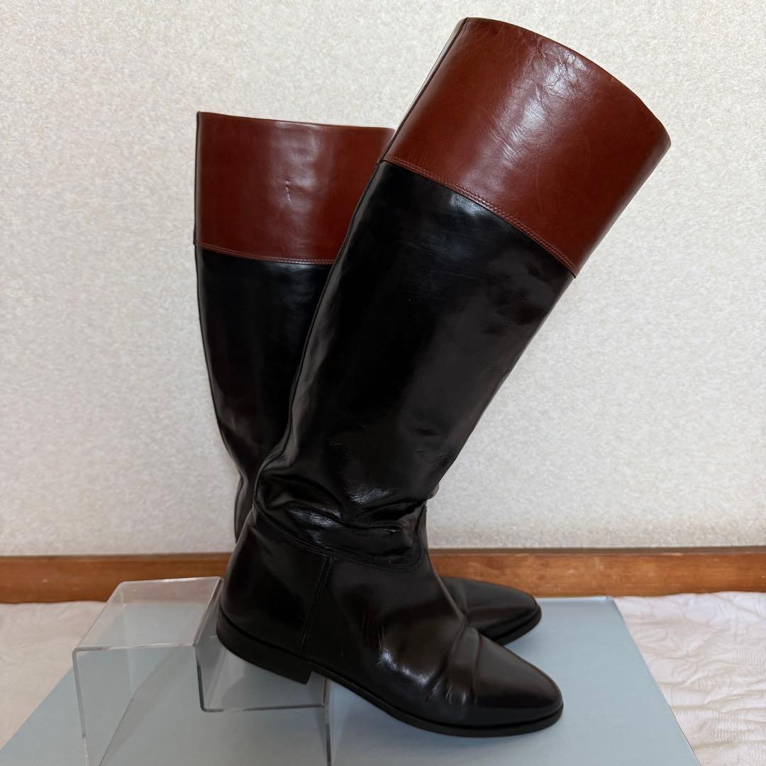 美品　グッチ　ロングブーツ　レザー　黒　茶　36 1/2