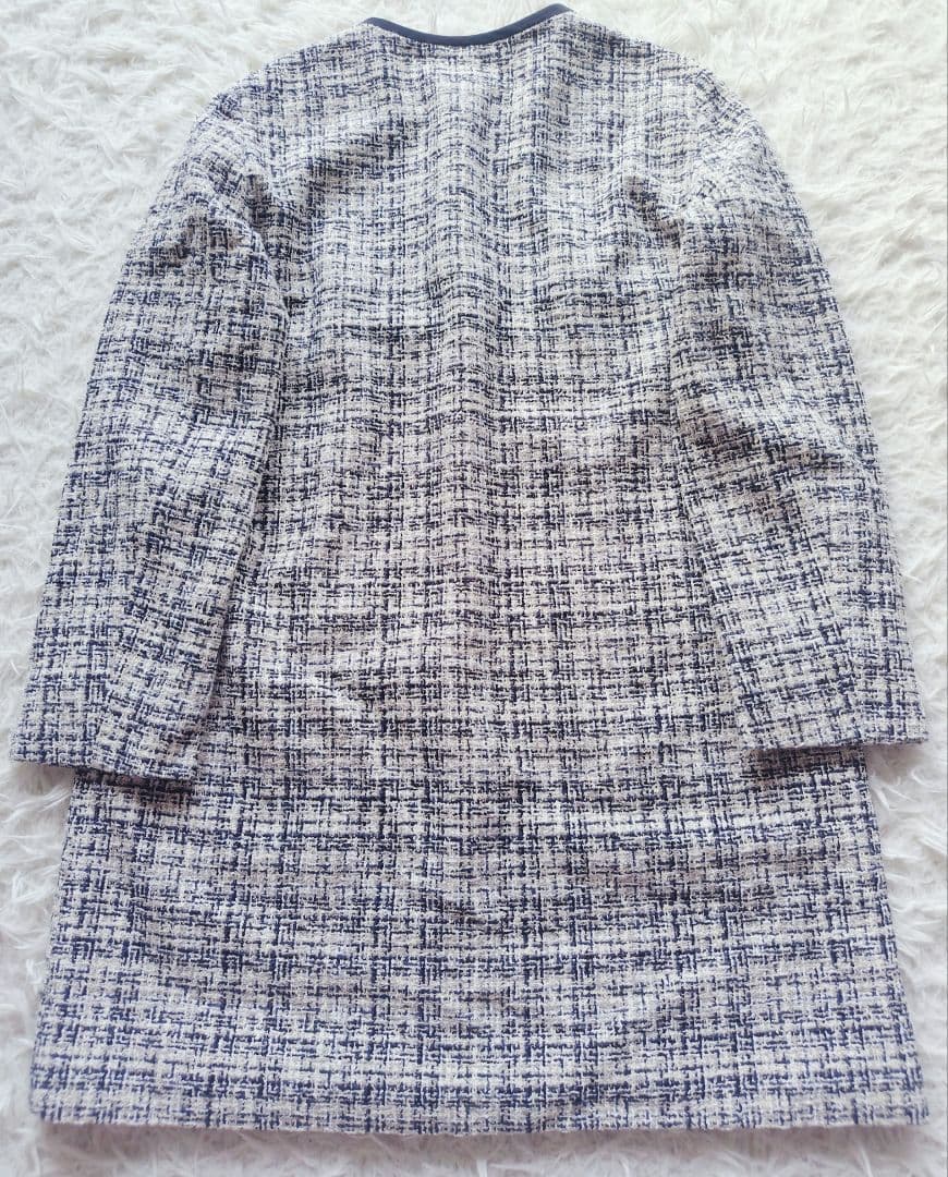 美品✨️MaxMara　ツイードノーカラーロングジャケットコート