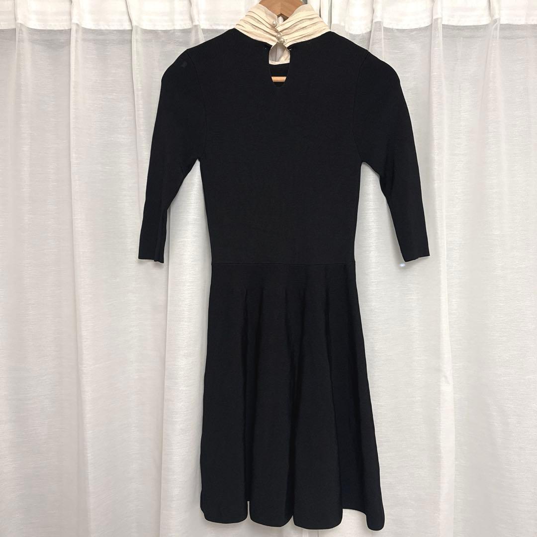 新品　ZARA ザラ　ニットワンピース　リボン　ブラック　S フレアワンピース