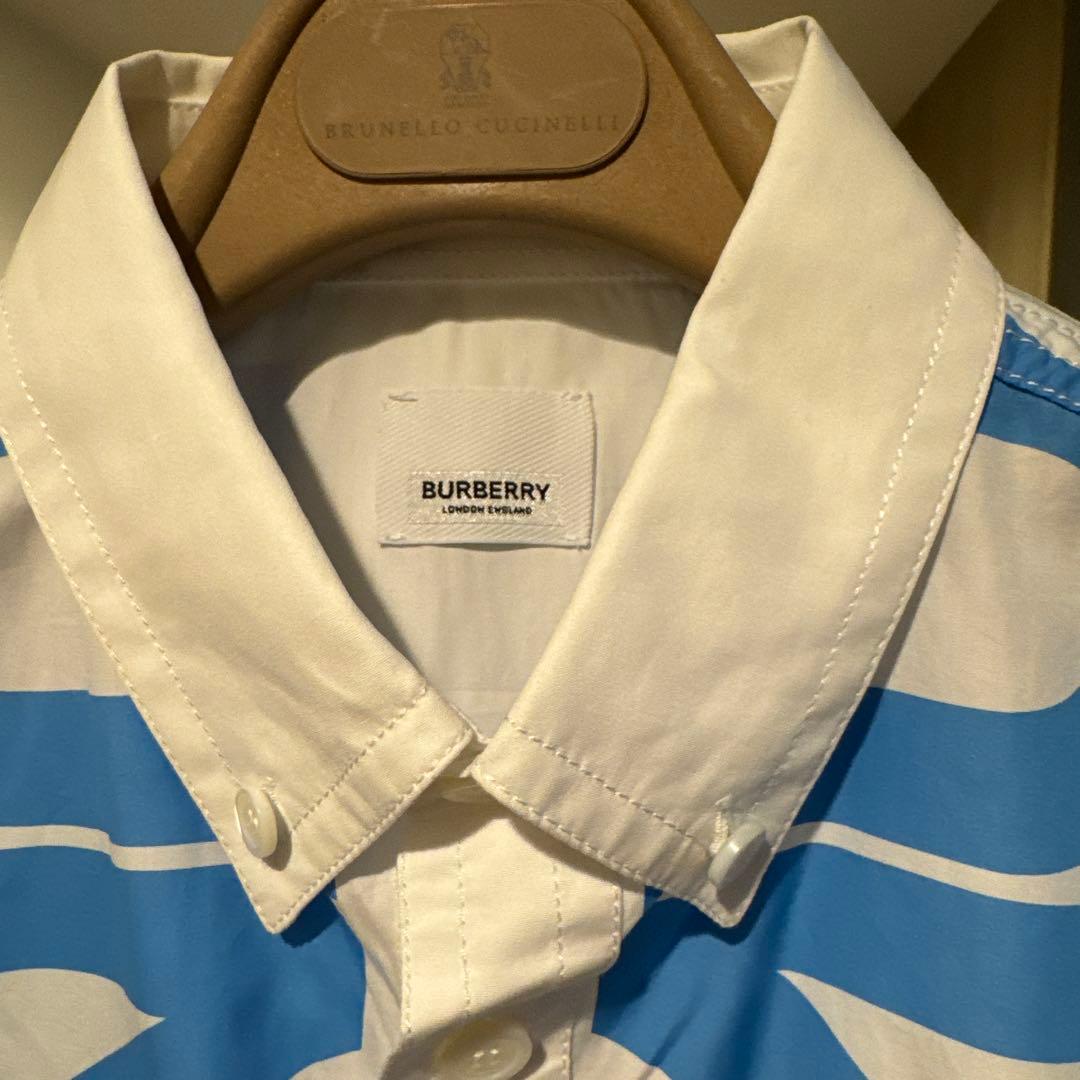 BURBERRY ノースリーブシャツ ホワイト/ブルー