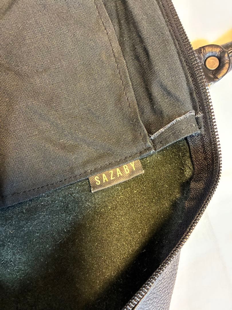SAZABY ブラック レザーボストンバッグ