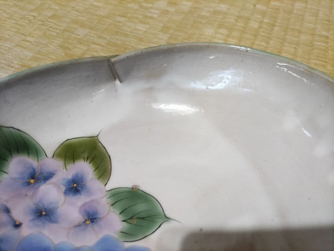 ビンテージ　陶葊・陶あん　緑鮮やかな　鉢（21.5㎝）　紫陽花　無傷