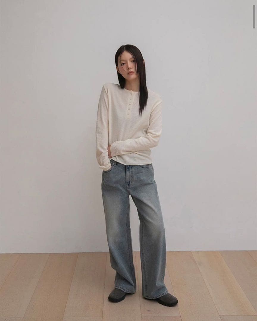 美品◎OHOTORO Baby alpaca knit / light mint