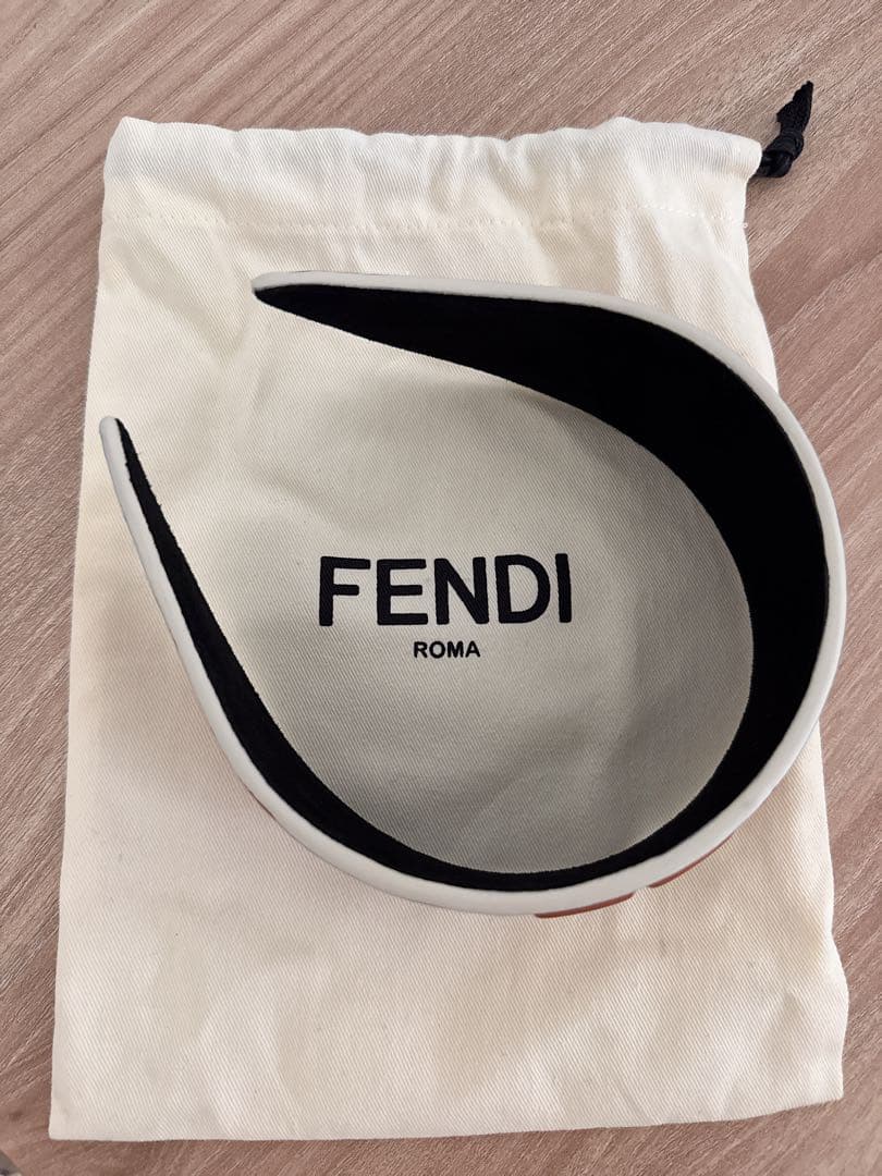 【FENDI】フェンディ ブラウン レザー ロゴ ヘッドバンド