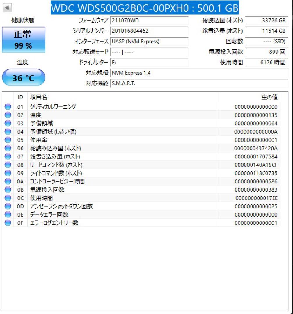 WD Blue SN550 500GB M.2 NVMe SSD ストレージ