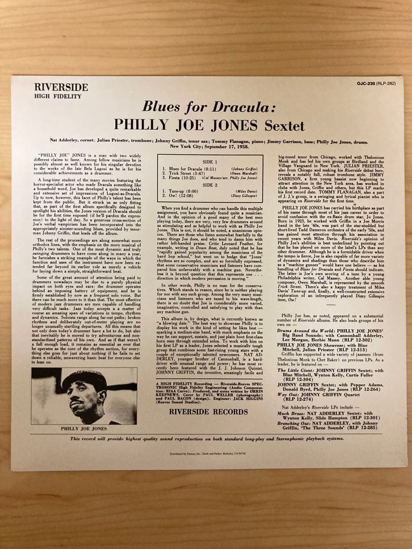 【LP】Philly Joe Jones Sextet/Blues For Dr