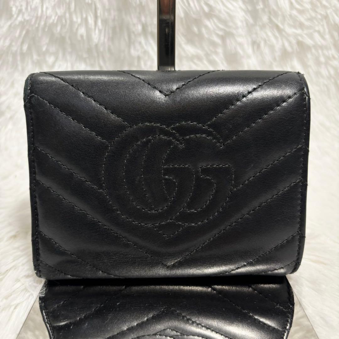 ✨箱付き✨ グッチ マーモント キルティング 三つ折り財布 GG ブラック