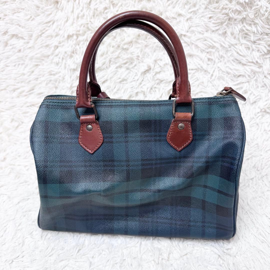 【鬼美品】ポロラルフローレン ミニボストンバッグ ブラックウォッチ