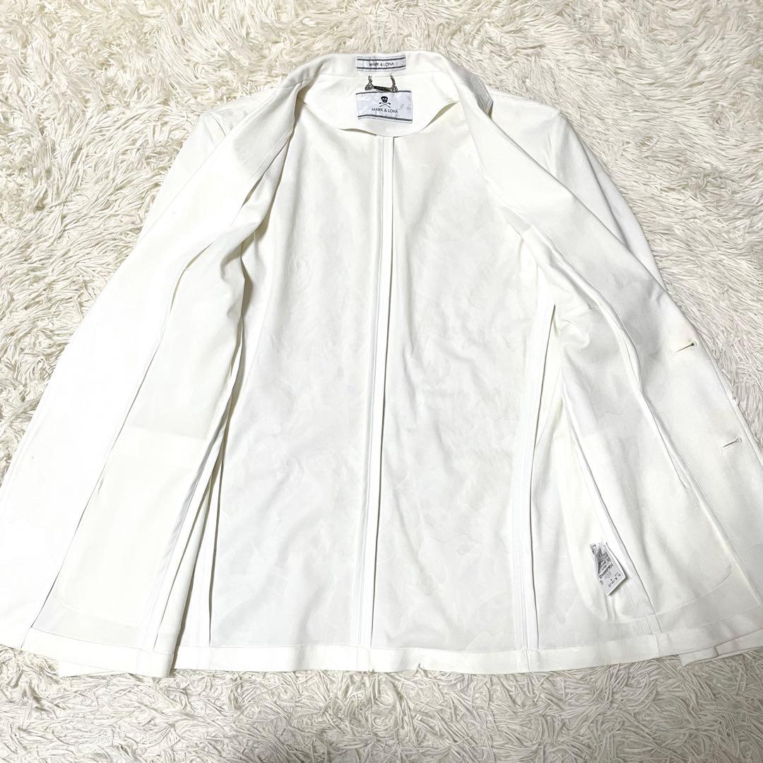 MARK&LONA テーラードジャケット スカル 総柄 ホワイト ストレッチ
