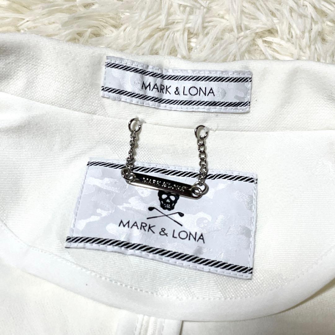 MARK&LONA テーラードジャケット スカル 総柄 ホワイト ストレッチ