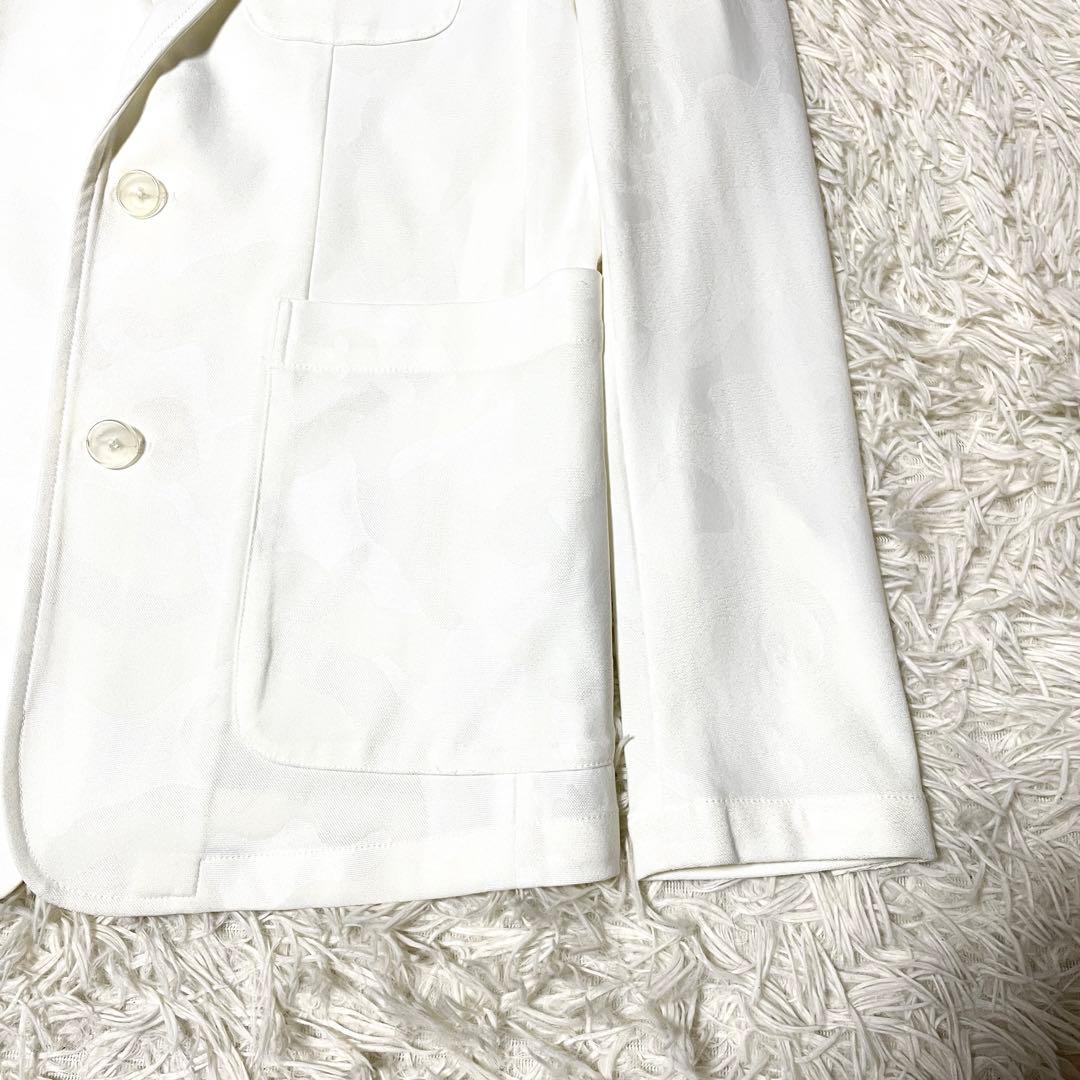 MARK&LONA テーラードジャケット スカル 総柄 ホワイト ストレッチ