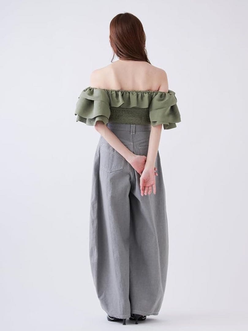 【新品未使用】SNIDEL♡カーブデニムワイドパンツ グレー 0サイズ