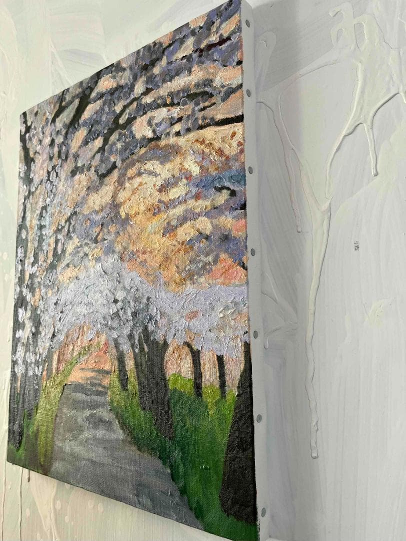 油彩画 「朝の桜　20262」｜アート 絵画 原画 32×41cm F6