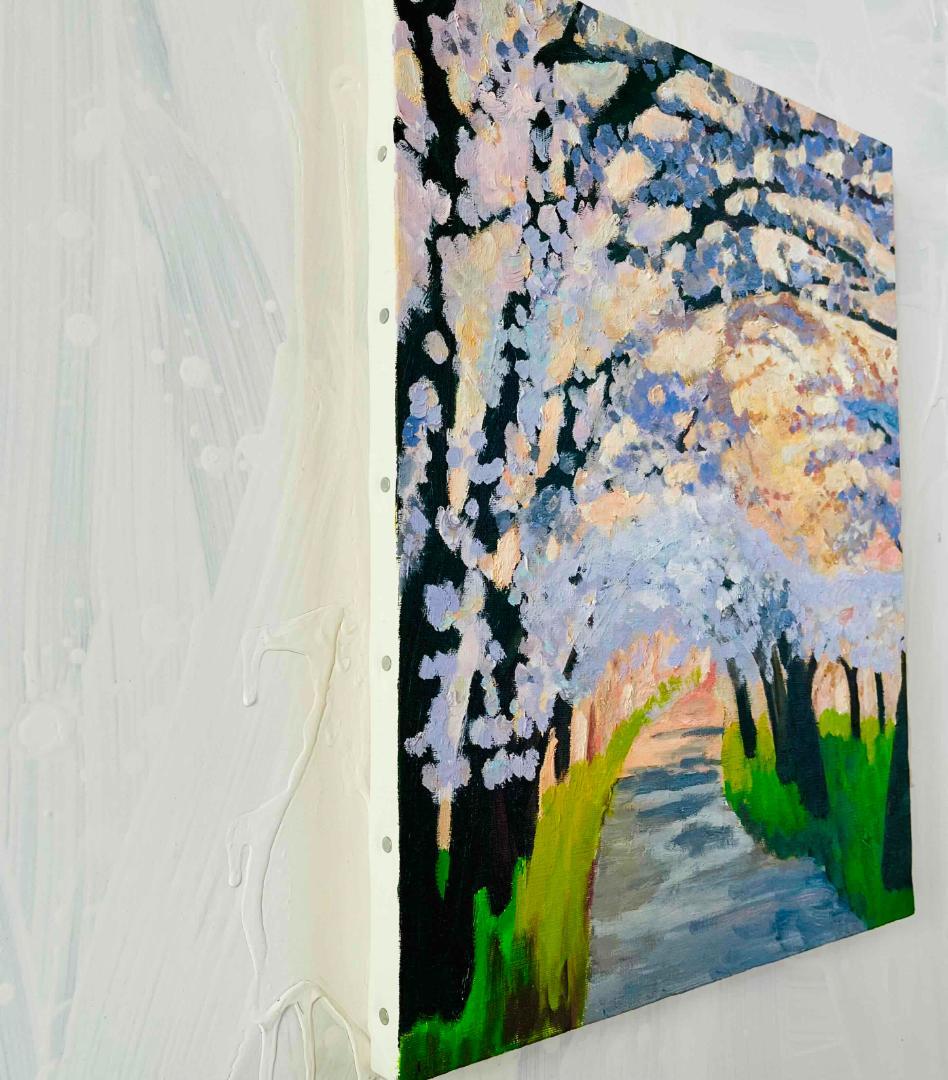 油彩画 「朝の桜　20262」｜アート 絵画 原画 32×41cm F6