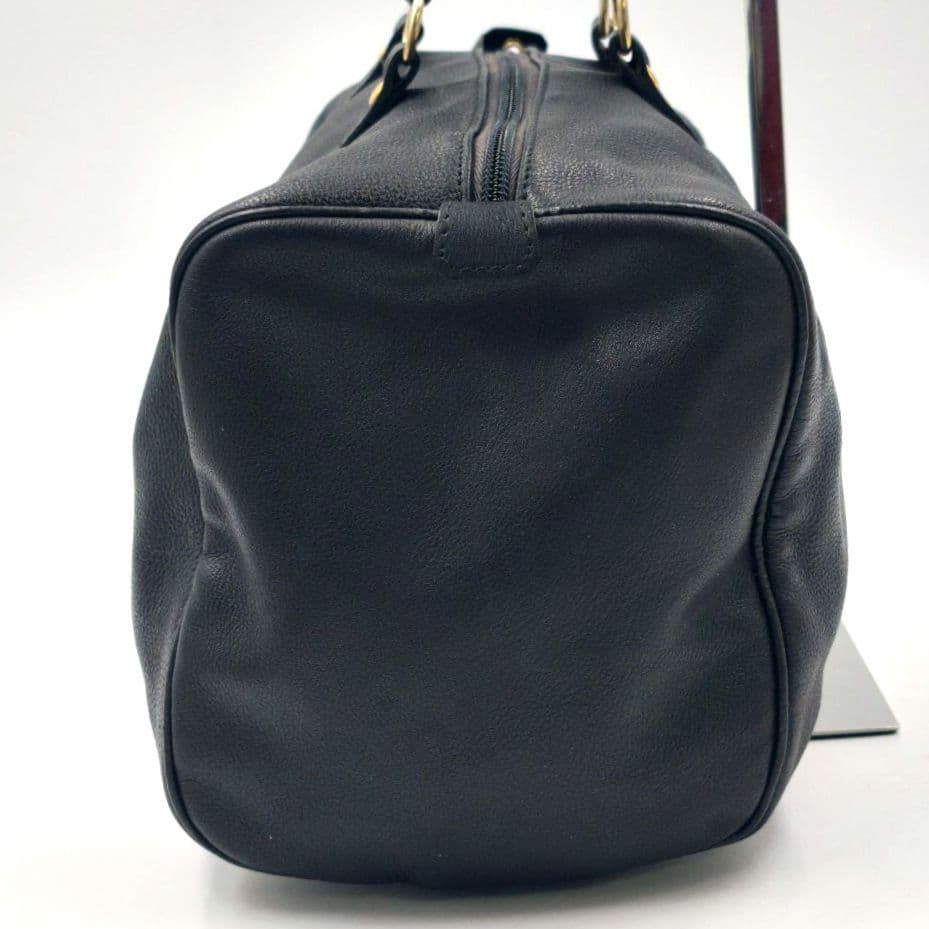 【美品 高級◎】ロンシャン ミニボストン オールレザー ロゴ型押し 黒