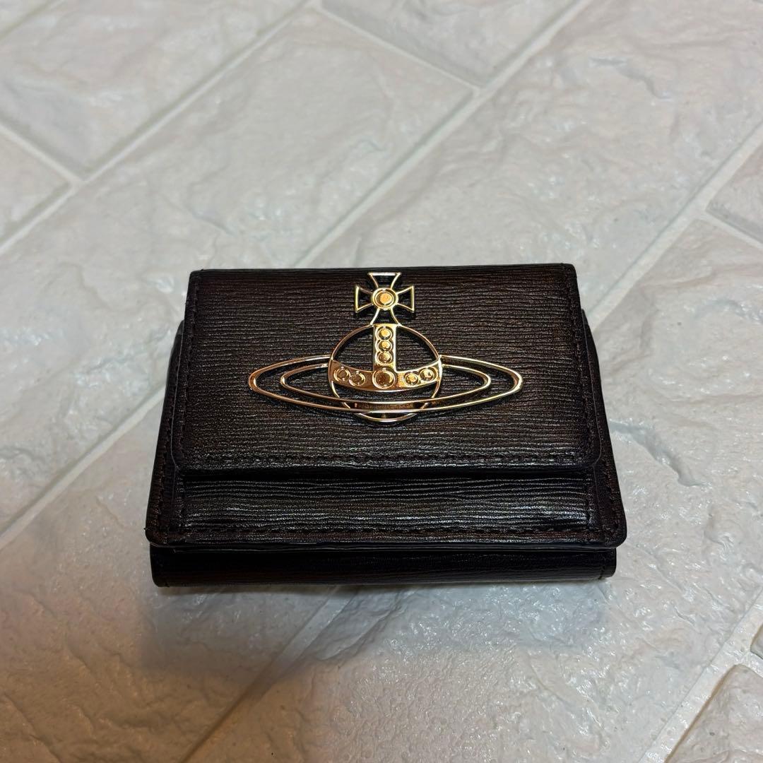 (美品)Vivienne Westwood 3つ折り財布 ビッグオーブ グリーン