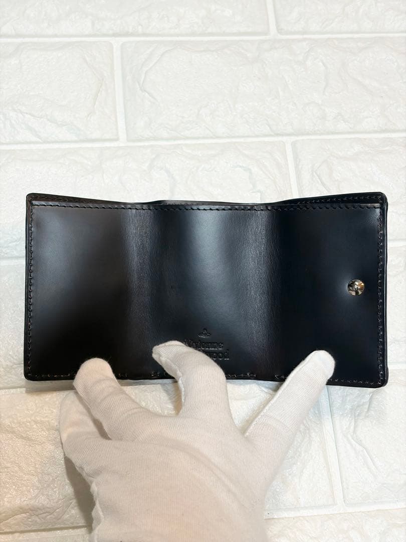 (美品)Vivienne Westwood 3つ折り財布 ビッグオーブ グリーン