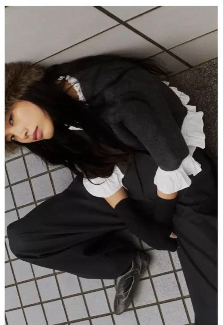 大人気‼️ZARA ザラ✨ポプリンコンビニットジャケット ダークグレー