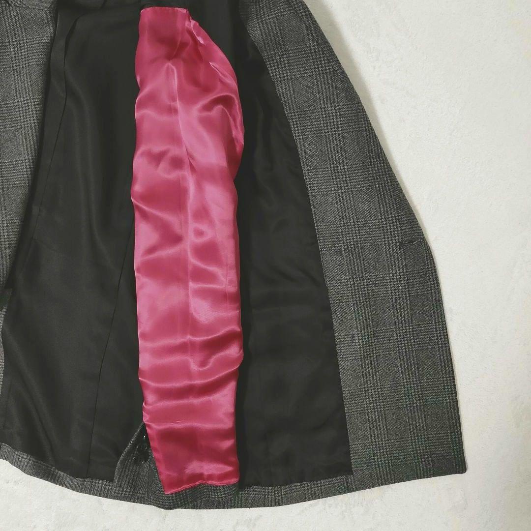 美品 グレースクラス グレンチェック ダブルジャケット 裏地ピンク 36 日本製