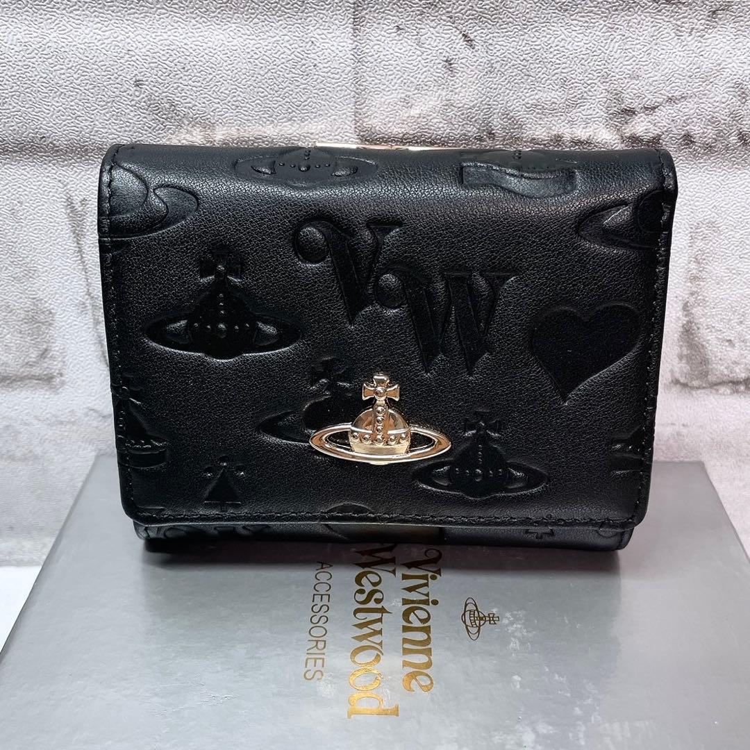 【ショッパー付き】Vivienne Westwood 三つ折財布ブラック　マット