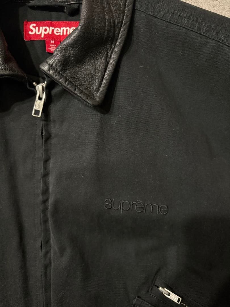 ジャケット・アウター supreme Leather Collar Utility Jacket BK