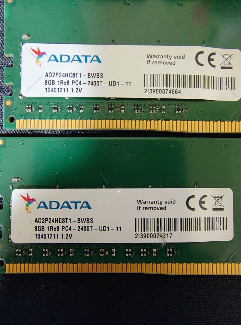 【中古】ADATA DDR4 8GB×2 メモリ 2400MHz