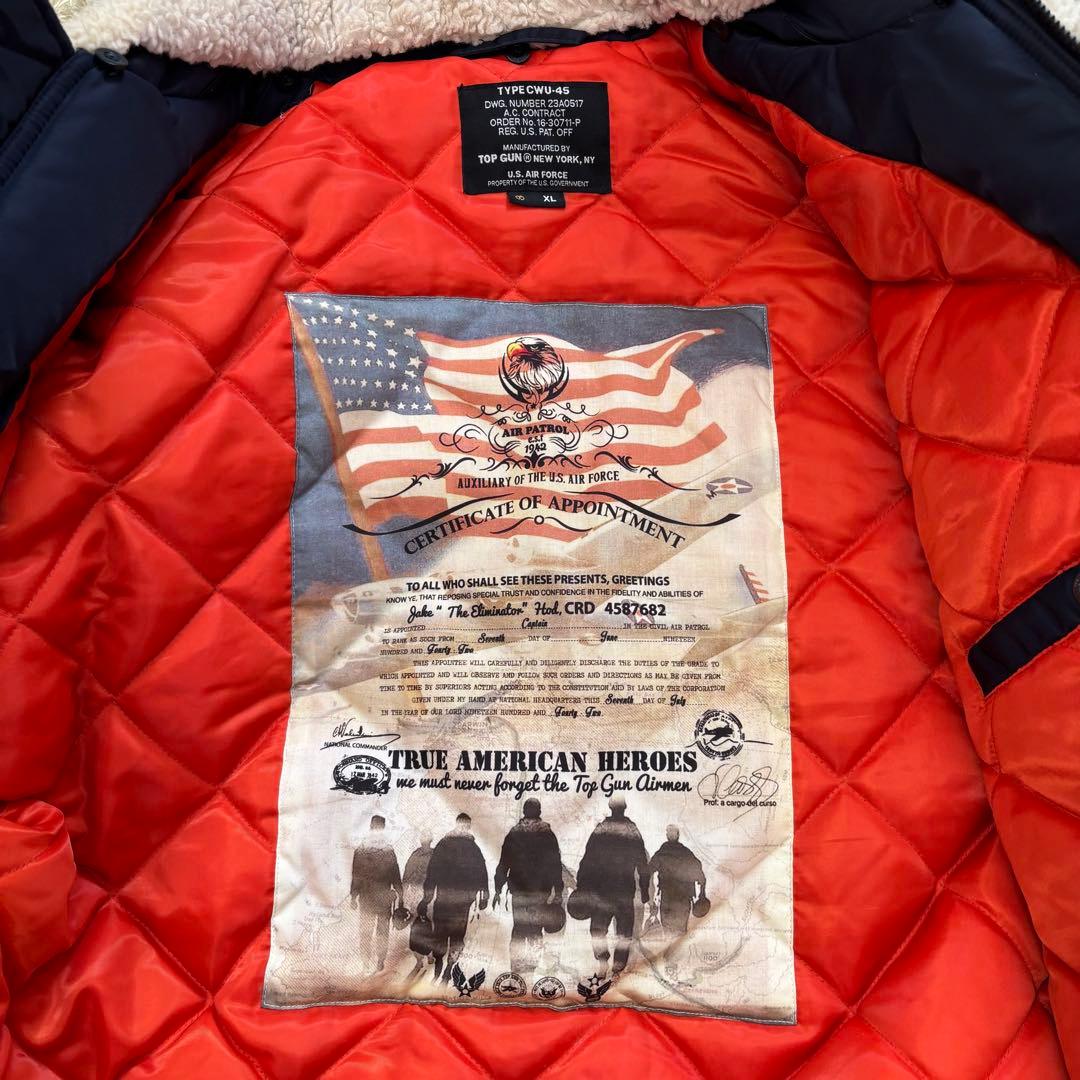 美品　TOP GUN \"EAGLE\" フライトジャケット　CWU-45 XL