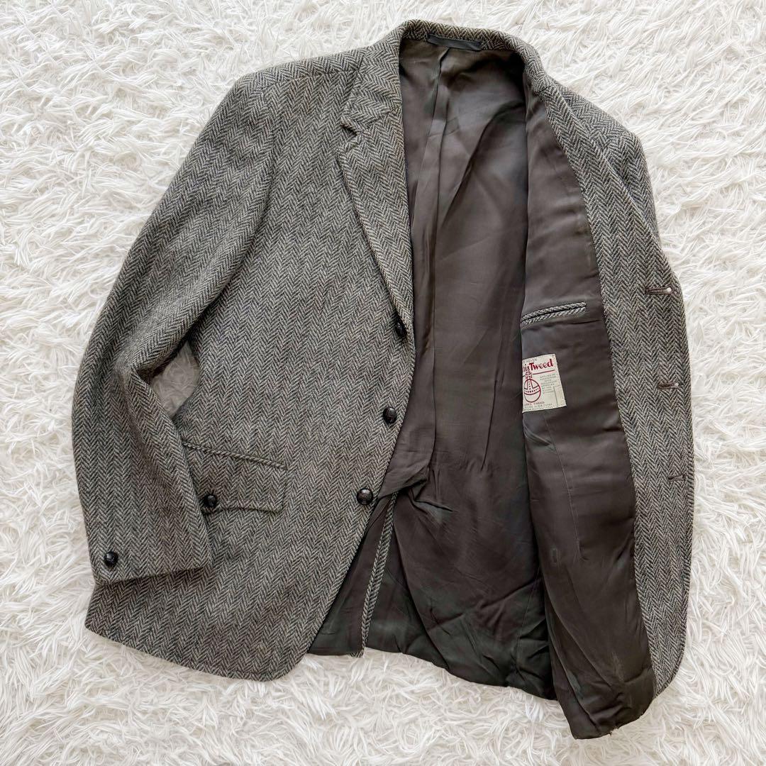 Harris Tweedハリスツイード ヘリンボーン テーラードジャケット 胡桃