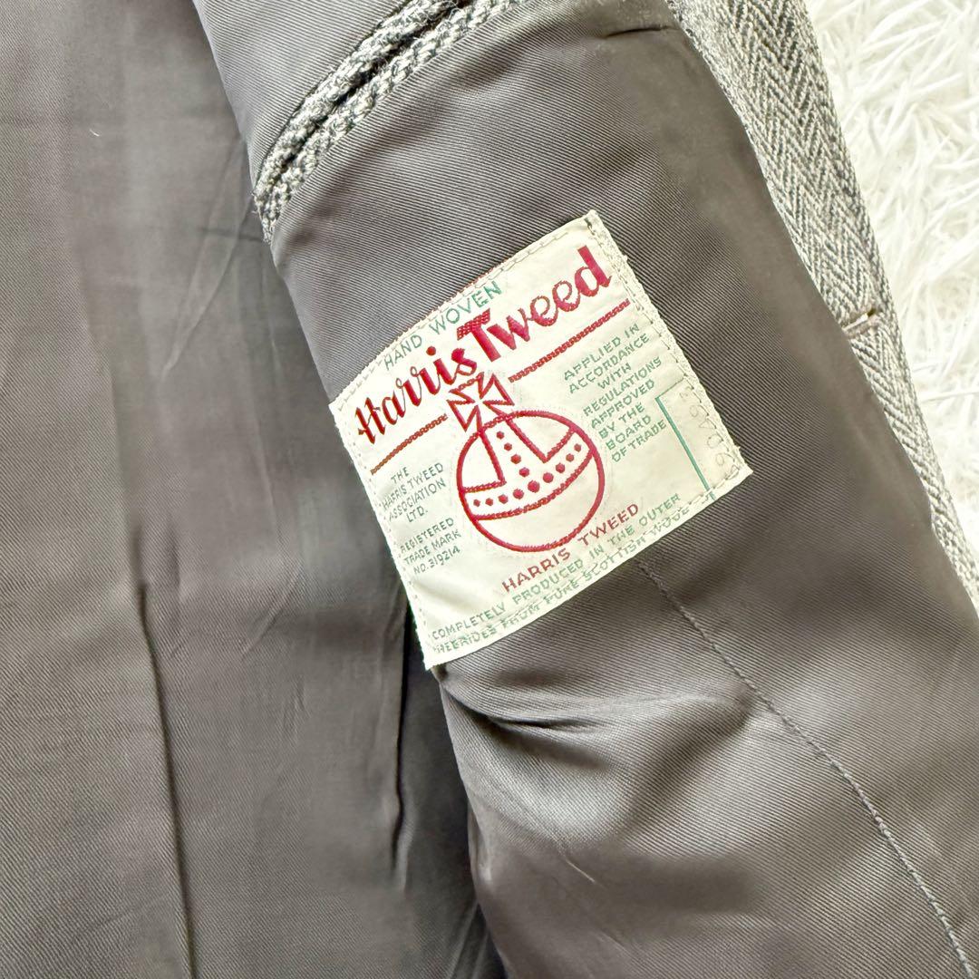 Harris Tweedハリスツイード ヘリンボーン テーラードジャケット 胡桃