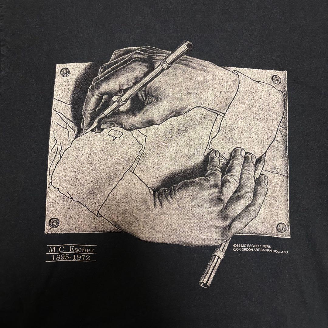 90s 00s m.c. escher 描く手 tシャツ