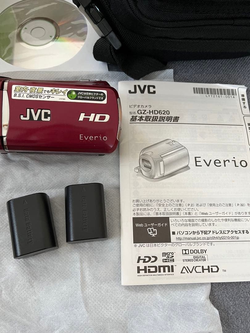 JVC Everio GZ-HD620 ビデオカメラ 赤 1080p 高画質録画