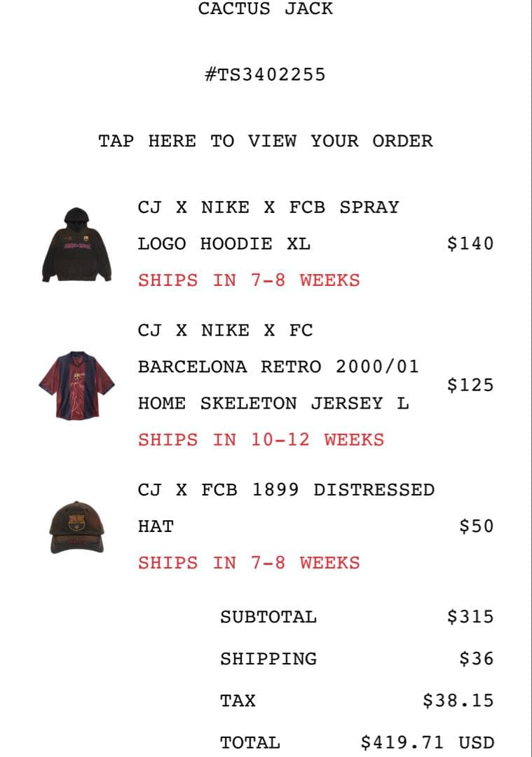 Travis Scott Cactus Jack Barcelona キャップ