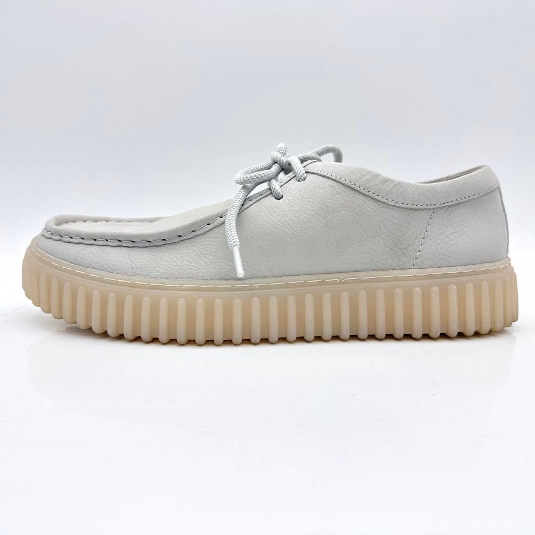 ●【美品】クラークス トーヒル LO ホワイト レザー モカシン 厚底 27.5