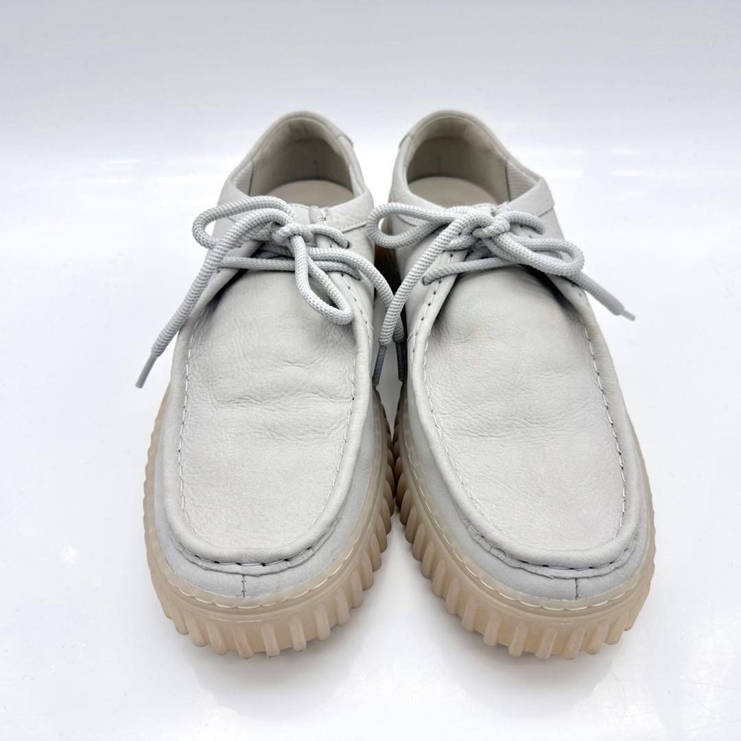 ●【美品】クラークス トーヒル LO ホワイト レザー モカシン 厚底 27.5
