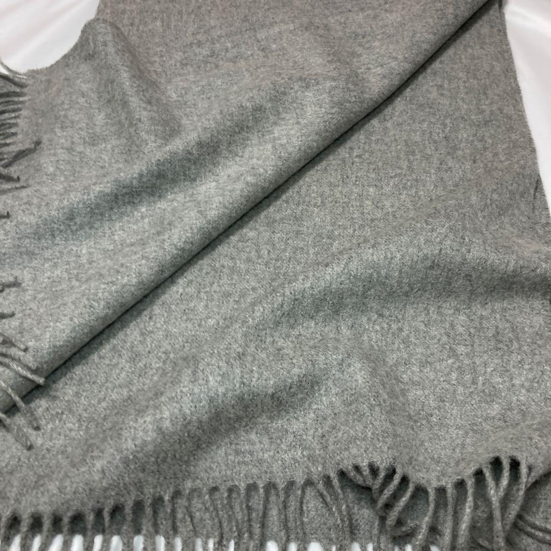 美品 ジョンストンズ カシミヤ100％ 大判ストール ライトグレー