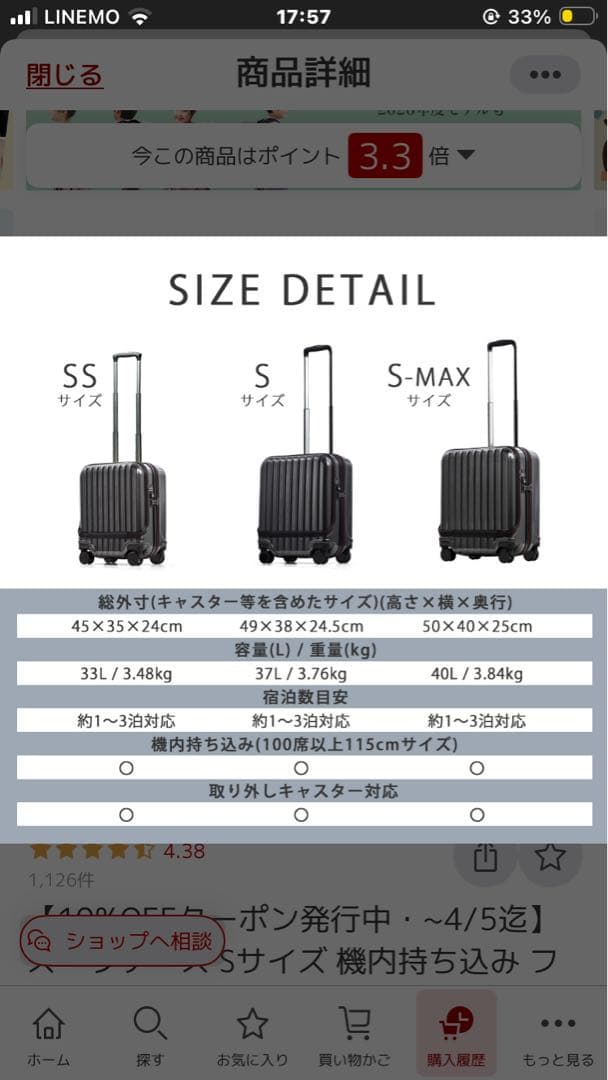 スーツケース SMAXサイズ/ネイビー