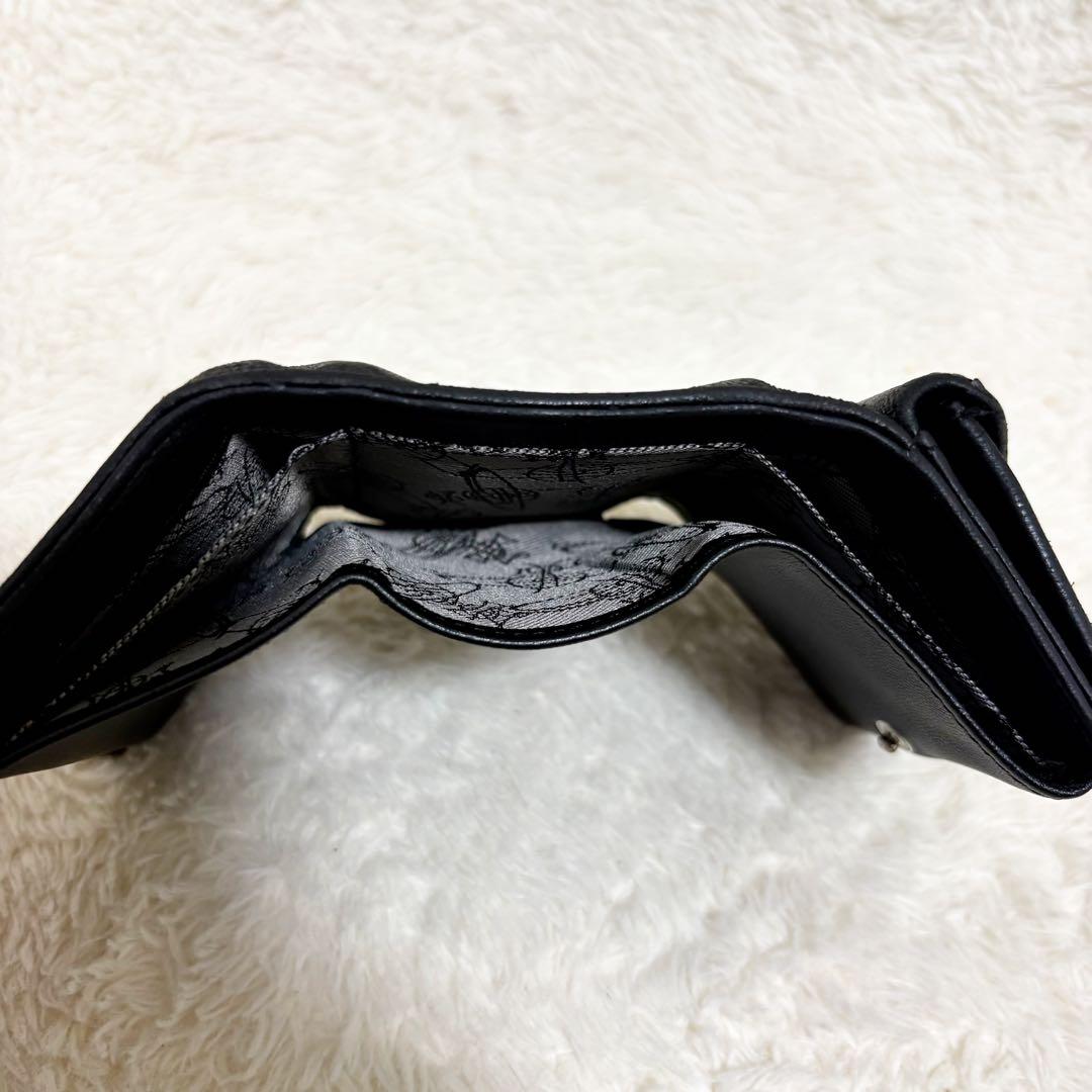 ヴィヴィアンウエストウッド　三つ折り財布　ミニ財布　オーブ　レザー　本革　黒