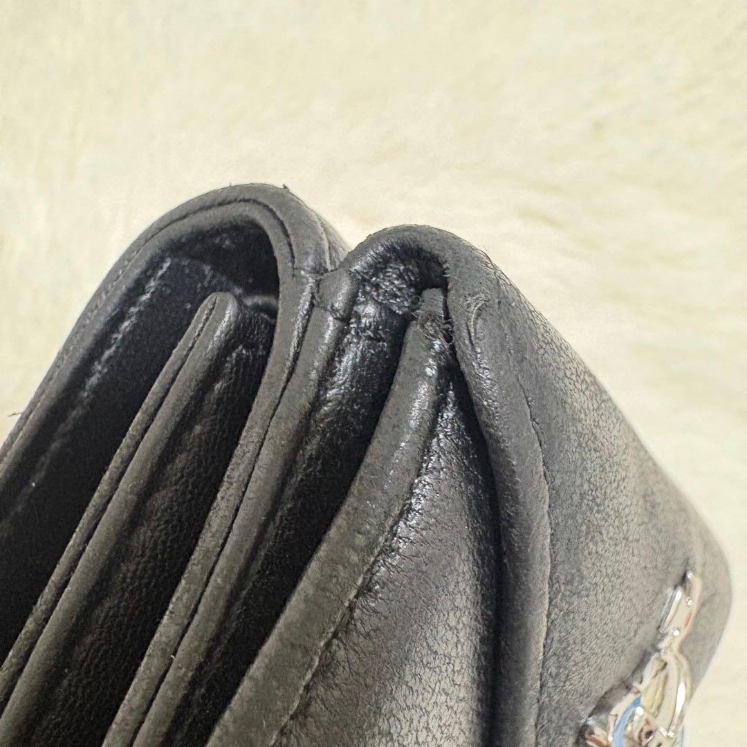 ヴィヴィアンウエストウッド　三つ折り財布　ミニ財布　オーブ　レザー　本革　黒
