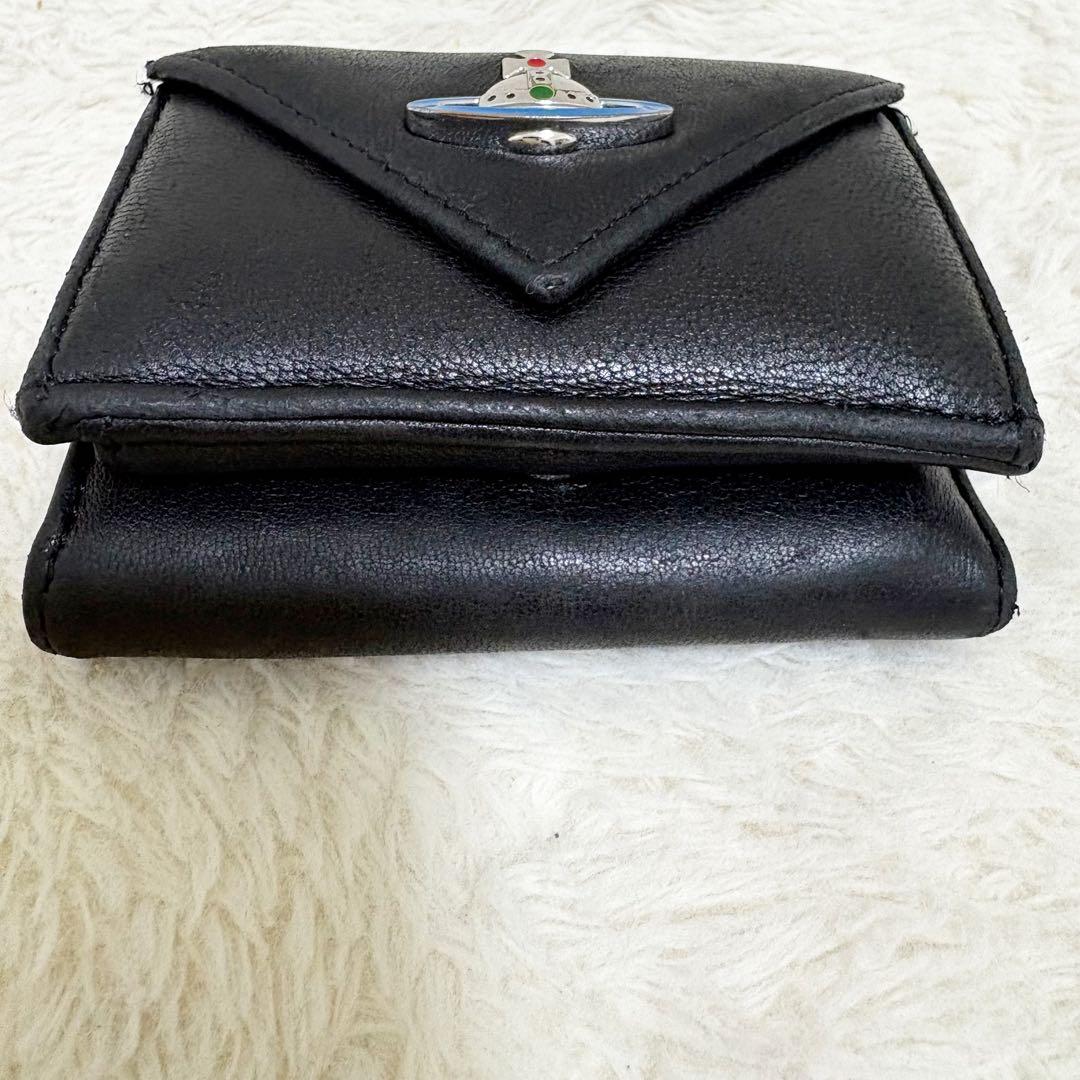 ヴィヴィアンウエストウッド　三つ折り財布　ミニ財布　オーブ　レザー　本革　黒