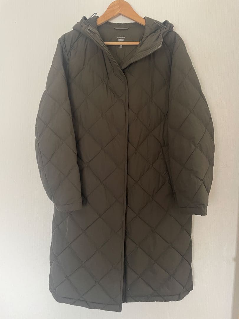 今期完売ユニクロ　パフテックロングコートリラックスフィット　Mオリーブ