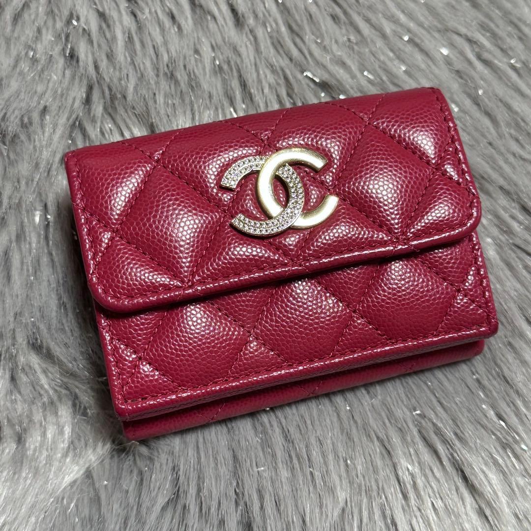 たえちゃん CHANEL マトラッセ キャビアスキン 三つ折り財布