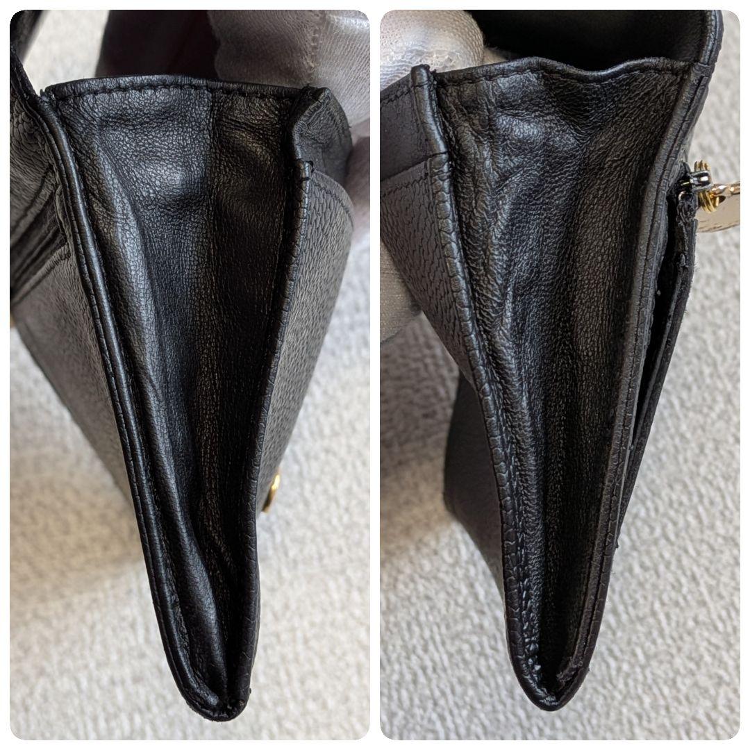 シャネル　デカココ　ミニ財布　黒　キャビアスキン　チェーンウォレット　小銭入れ