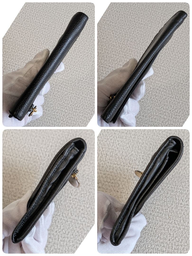 シャネル　デカココ　ミニ財布　黒　キャビアスキン　チェーンウォレット　小銭入れ