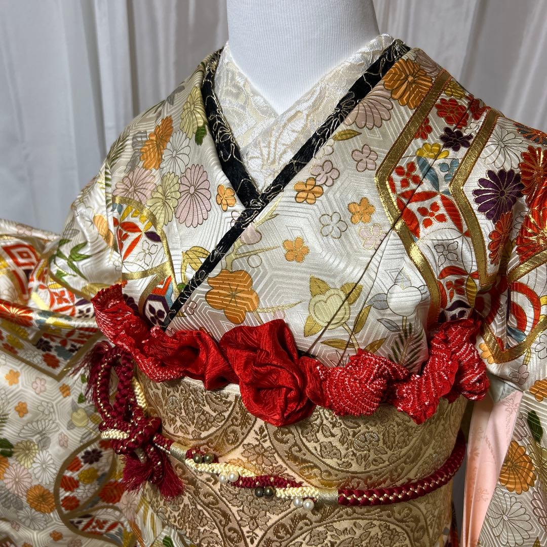 古典美×上質正絹　豪華フルセット 振袖＋ビーズバッグ　駒刺繍　金糸