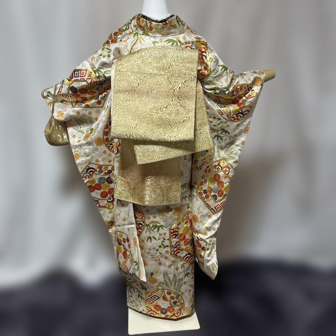 古典美×上質正絹　豪華フルセット 振袖＋ビーズバッグ　駒刺繍　金糸