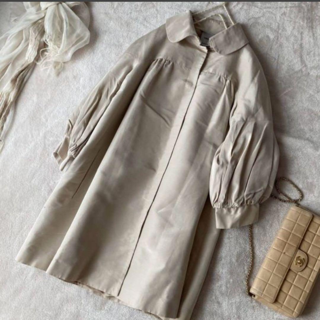 トマソステファネリ＊ボリュームスリーブ 張り感シルク シャンタンコート 15万