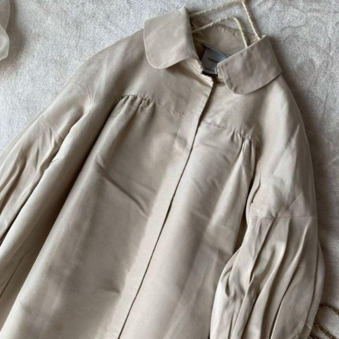 トマソステファネリ＊ボリュームスリーブ 張り感シルク シャンタンコート 15万