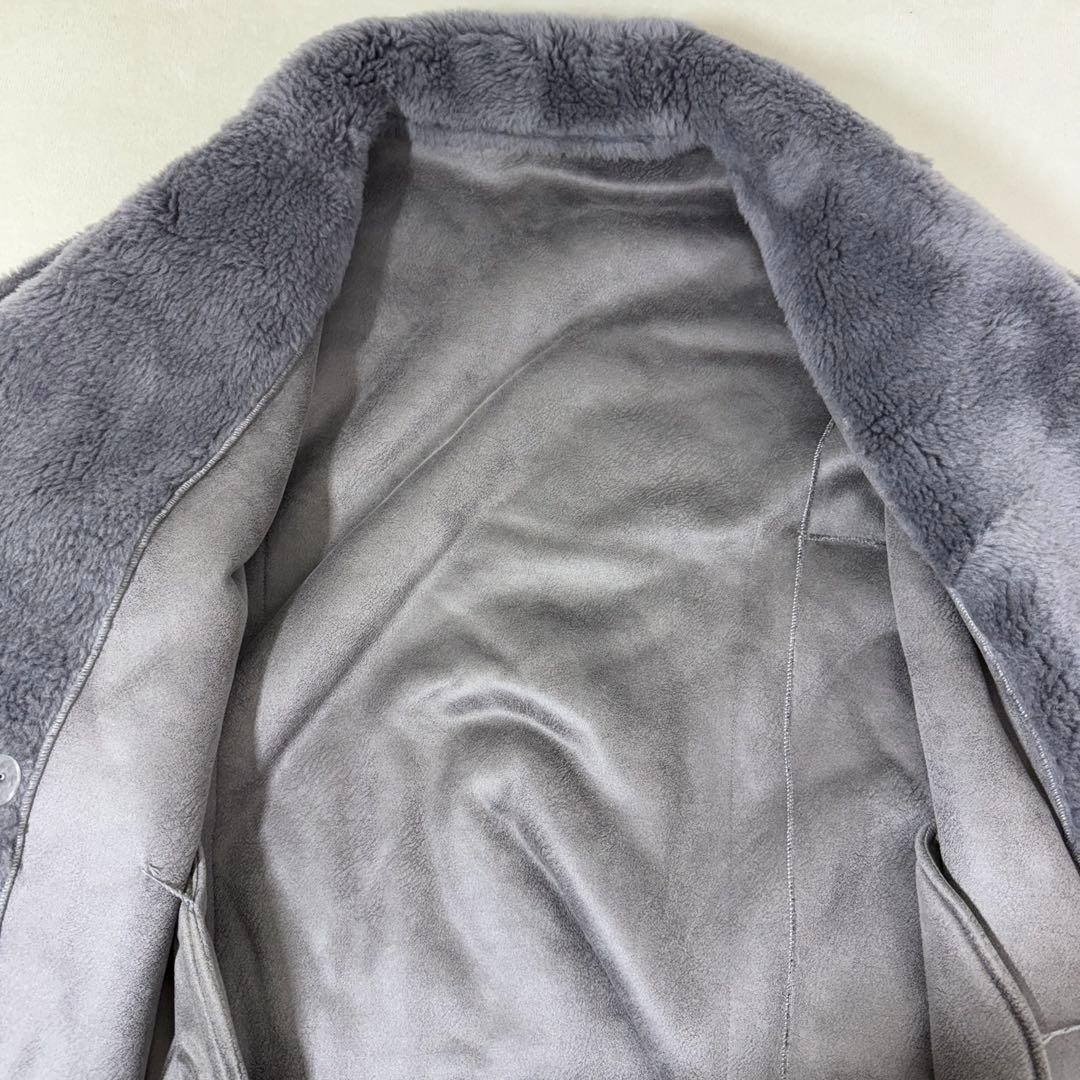 エムボーテ ボア チェスター ロングコート グレー 100%ウール 厚手 ▼